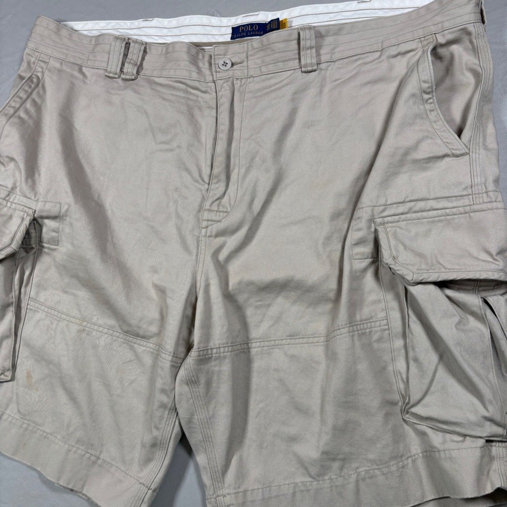Polo Ralph Lauren Cargo Shorts Mens 48 Tan Khaki Classic Chino Cotton‎
